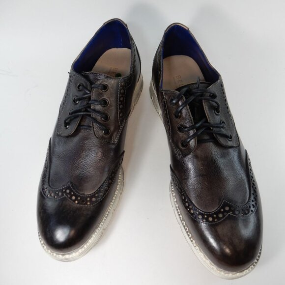 BED STU Men's Cayuga II Wingtip Oxford Sneakers Shoes Size 9.5 Black Leather NEW - Picture 3 of 13